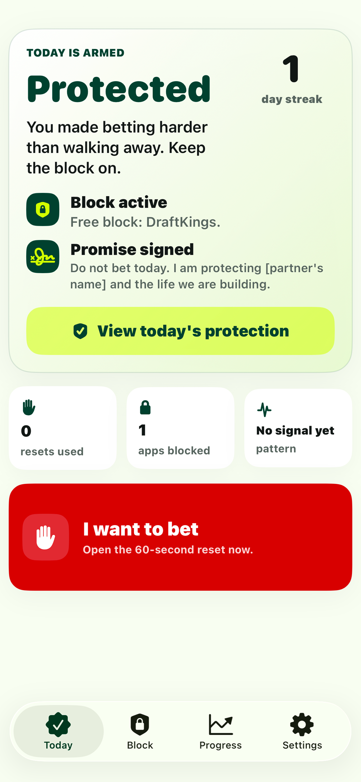 Stifle protected today screen